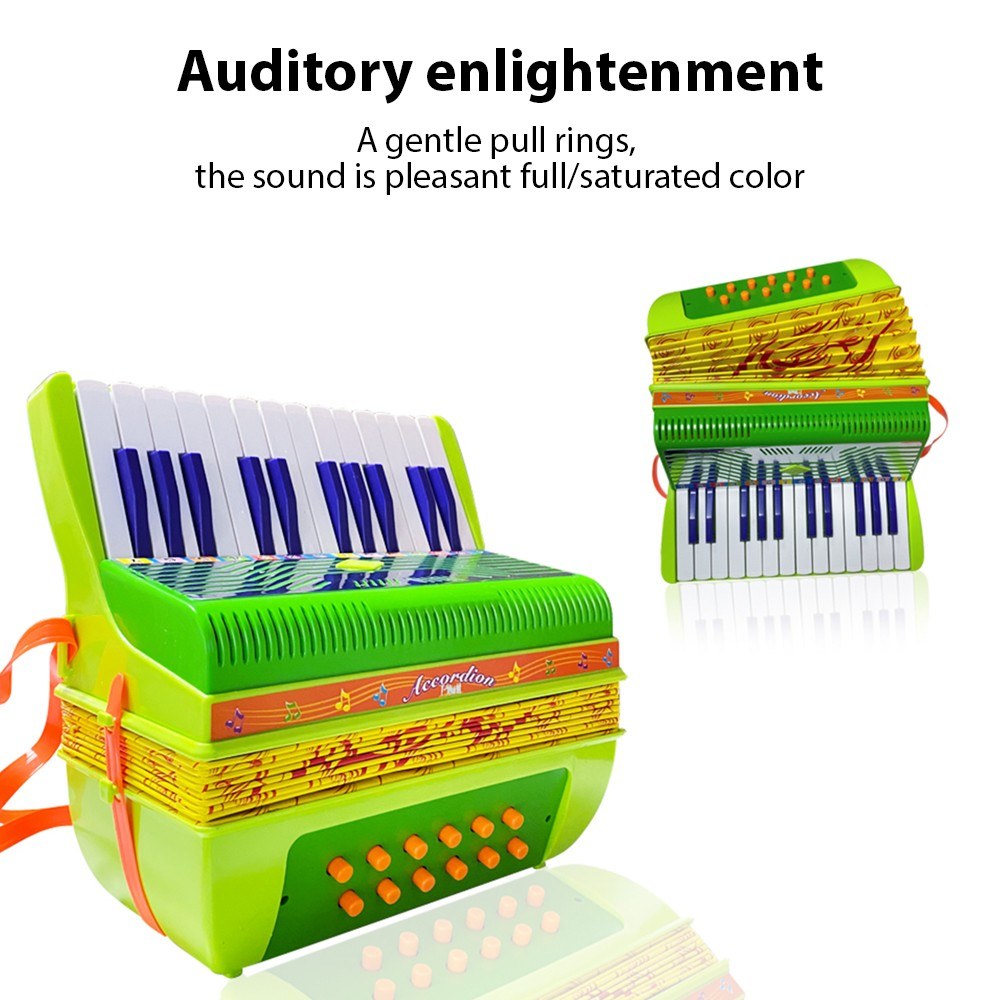 Beginners 24-Key 12-Bass Mini Accordion with Buckle - Durable ABS Material