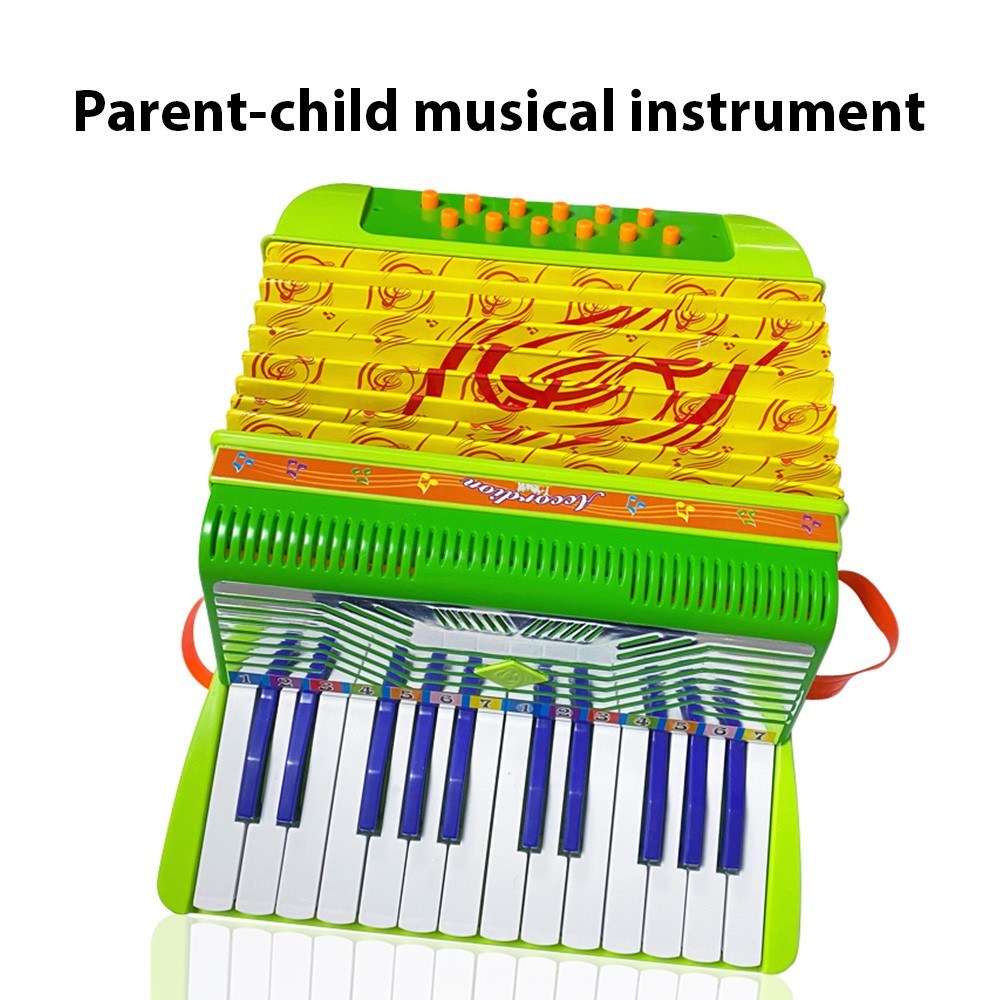 Beginners 24-Key 12-Bass Mini Accordion with Buckle - Durable ABS Material