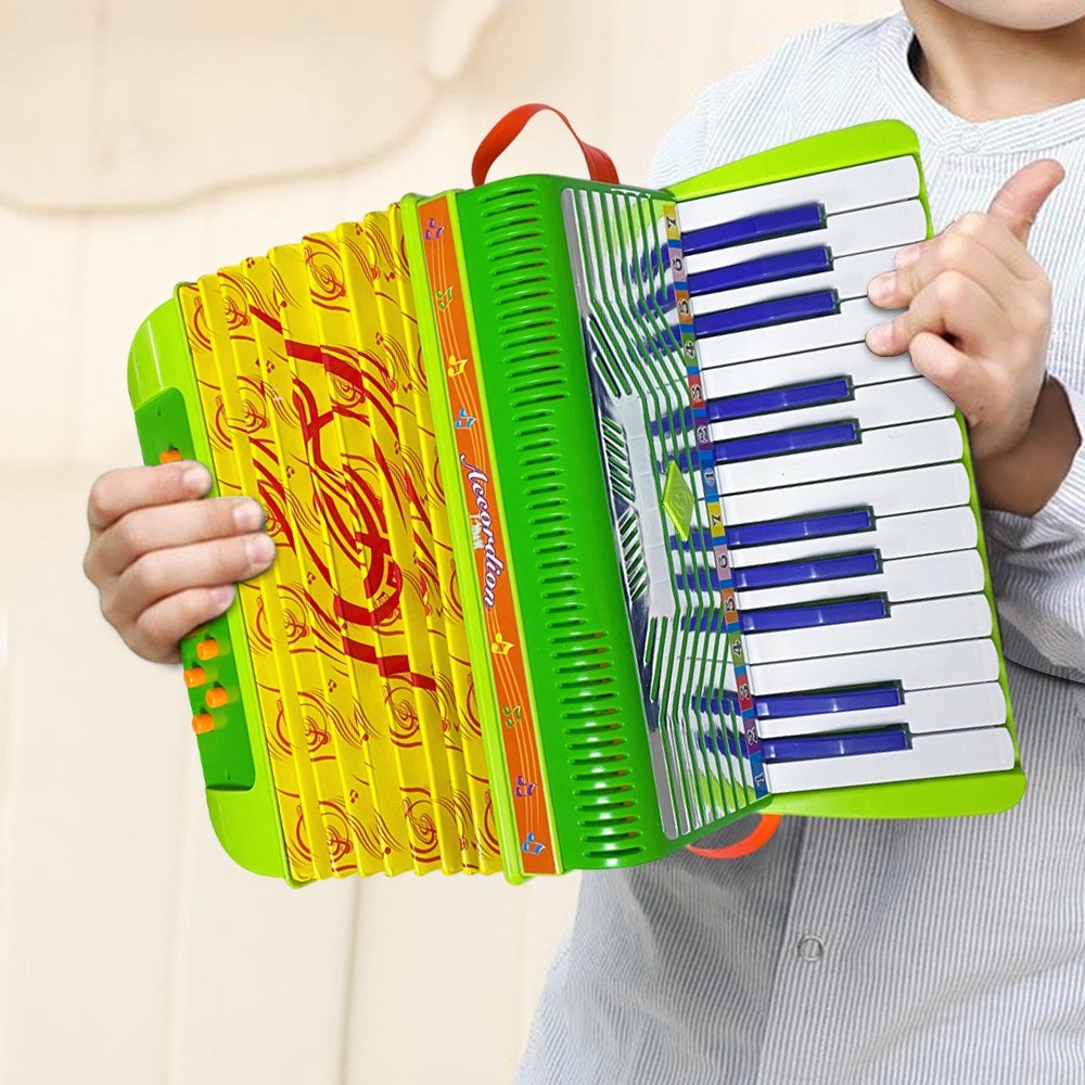 Beginners 24-Key 12-Bass Mini Accordion with Buckle - Durable ABS Material