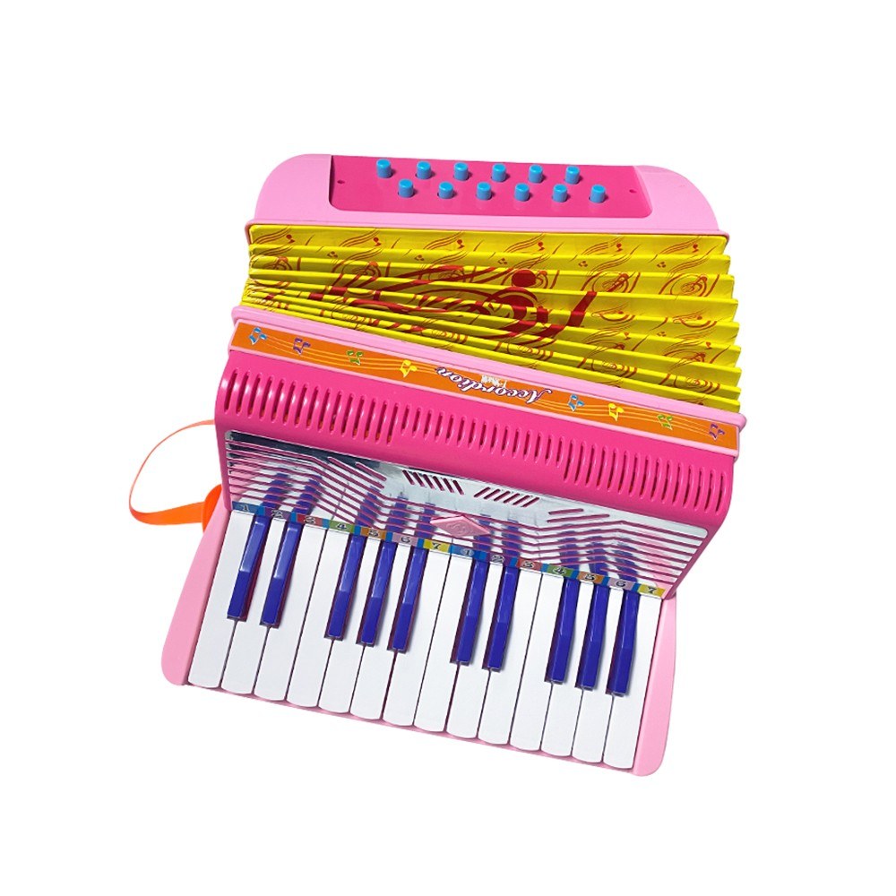 Beginners 24-Key 12-Bass Mini Accordion with Buckle - Durable ABS Material