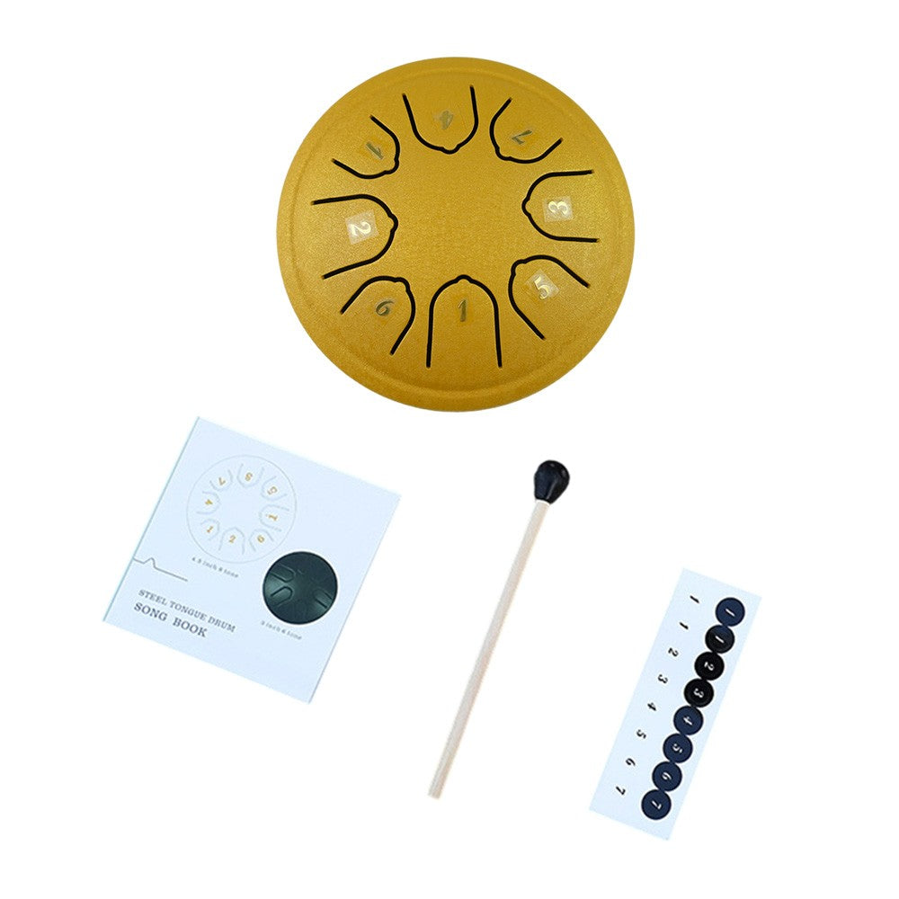 4-Inch Steel Tongue Drum, 8 Notes C Key, Portable Handpan Percussion Instrument with Mallets