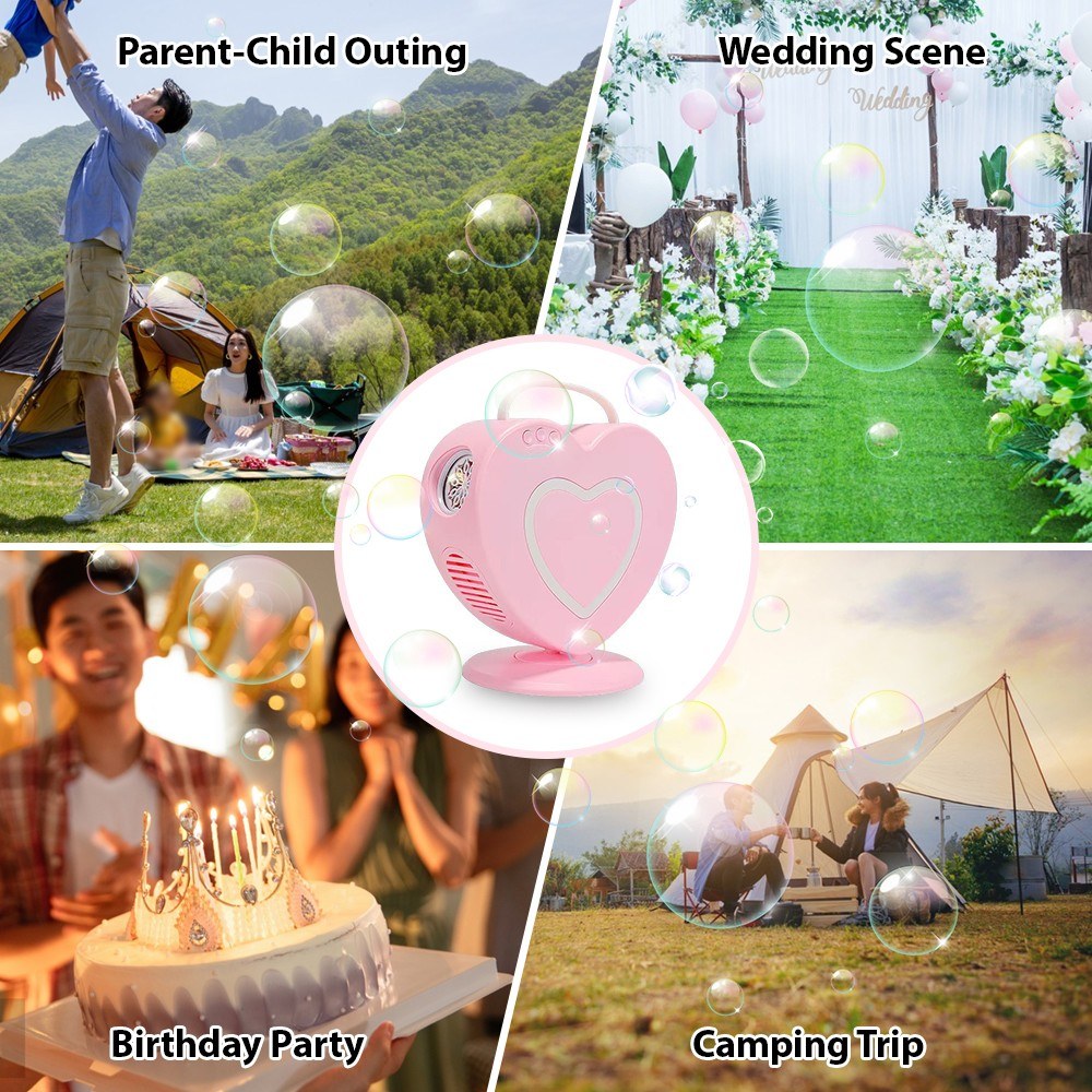 Rechargeable Heart-Shaped Bubble Machine - Remote-Controlled, Portable ES-73 for Outdoor Weddings & Parties