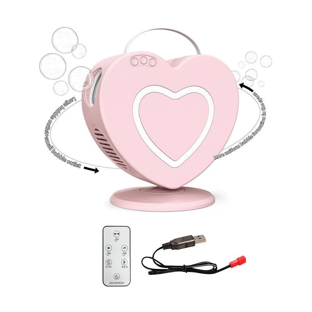 Rechargeable Heart-Shaped Bubble Machine - Remote-Controlled, Portable ES-73 for Outdoor Weddings & Parties