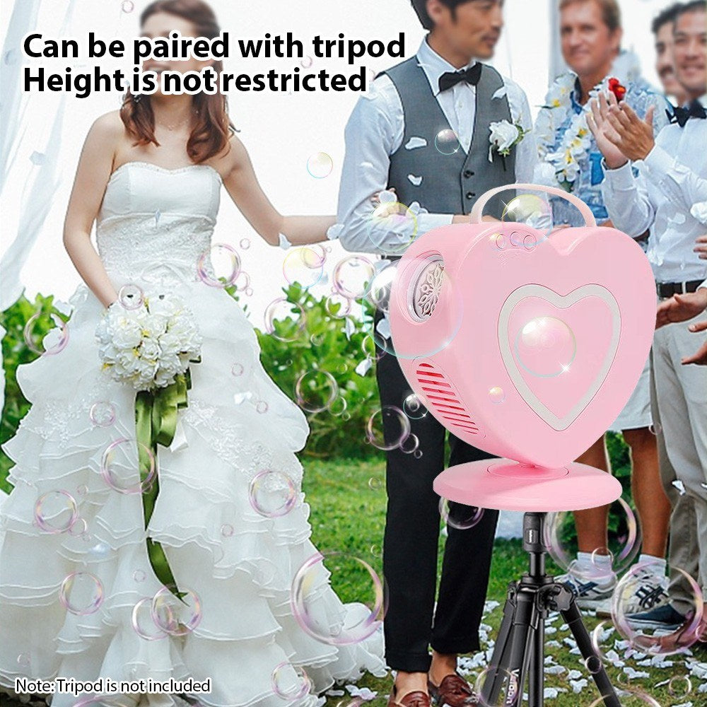 Rechargeable Heart-Shaped Bubble Machine - Remote-Controlled, Portable ES-73 for Outdoor Weddings & Parties