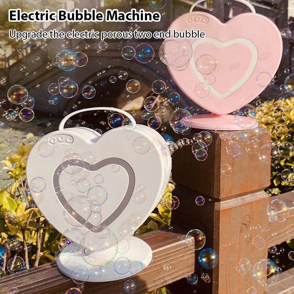 Rechargeable Heart-Shaped Bubble Machine - Remote-Controlled, Portable ES-73 for Outdoor Weddings & Parties