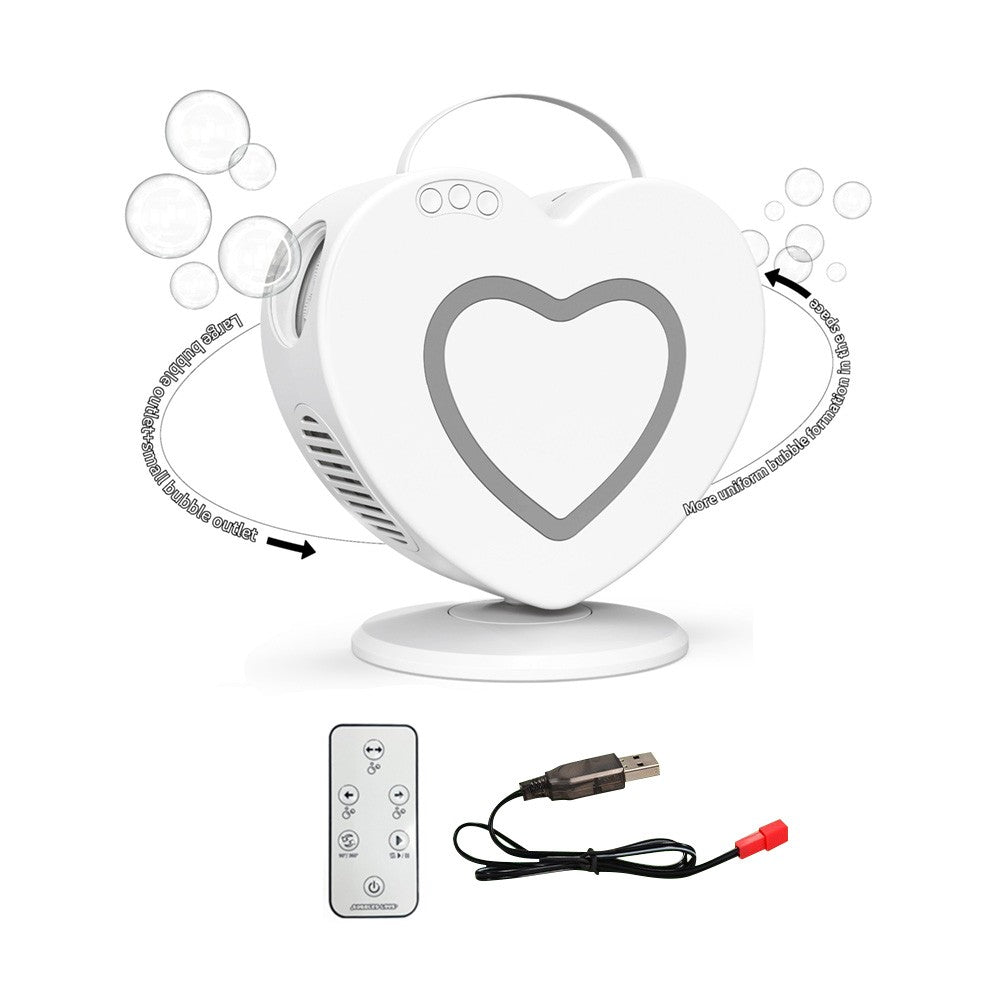 Rechargeable Heart-Shaped Bubble Machine - Remote-Controlled, Portable ES-73 for Outdoor Weddings & Parties