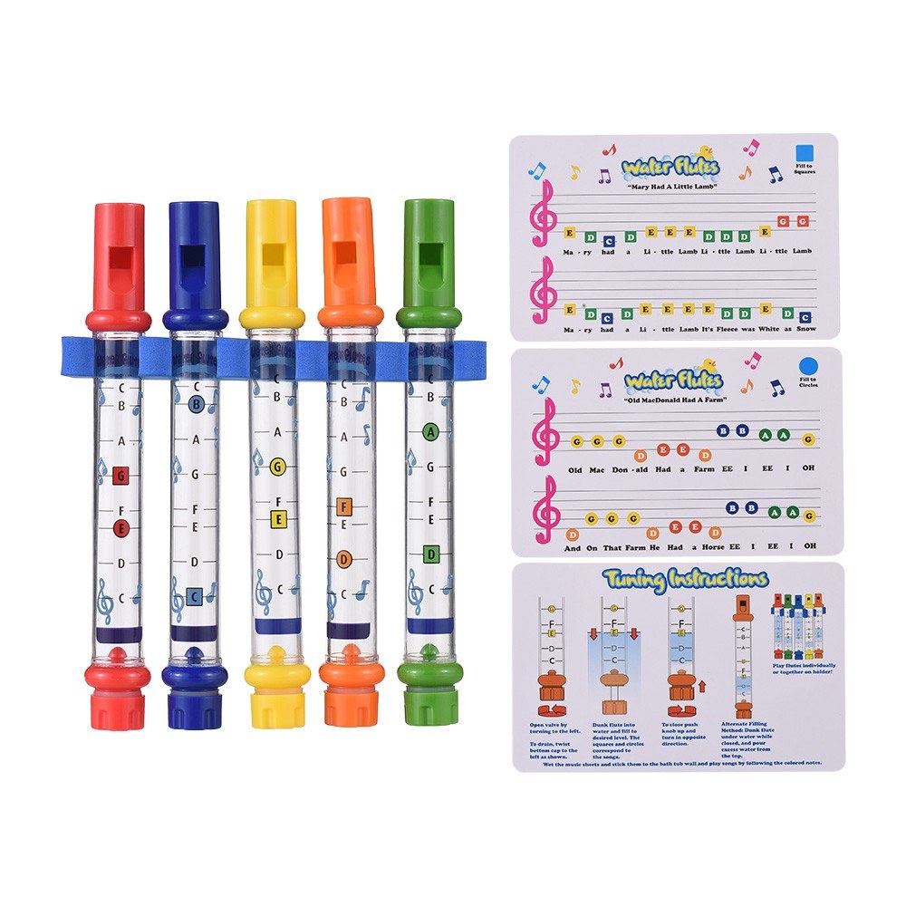 Musical Water Flute Set: 5-Piece Bath Time Fun & Learning