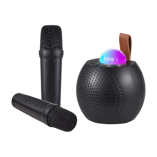 Compact Karaoke Machine Z1: Wireless Speaker Set with Dual Mics and Disco LED Lights