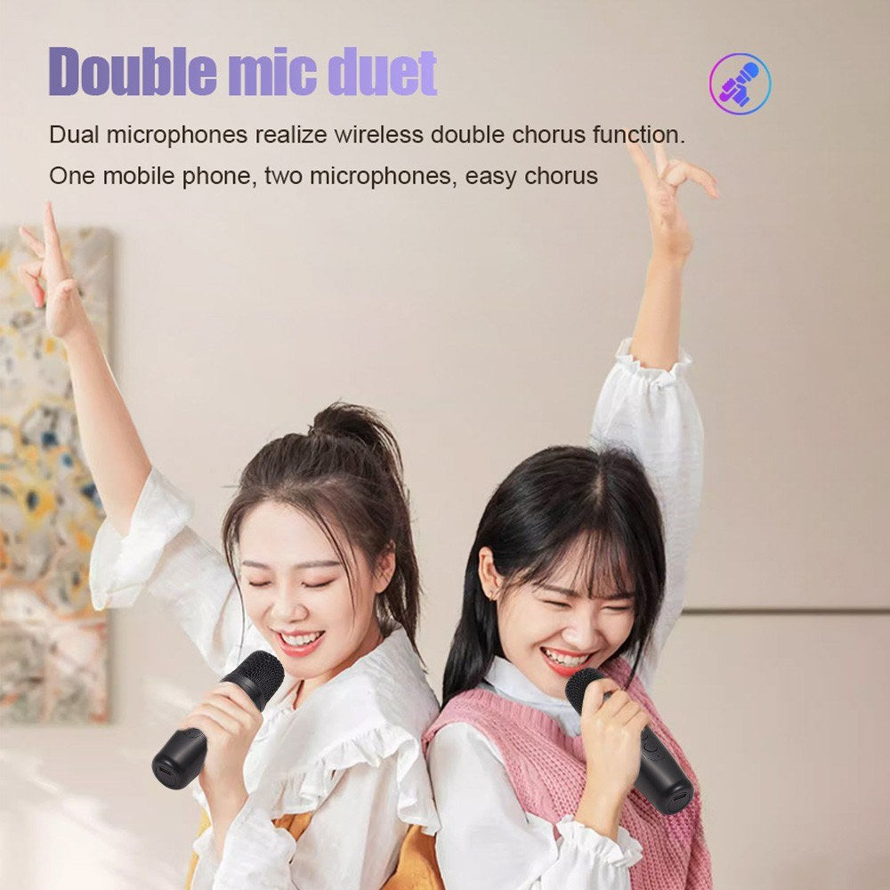 Compact Karaoke Machine Z1: Wireless Speaker Set with Dual Mics and Disco LED Lights