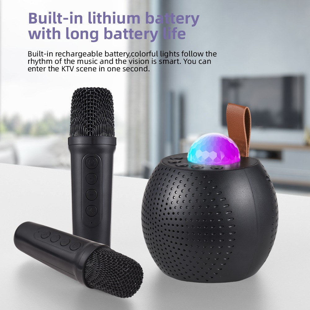 Compact Karaoke Machine Z1: Wireless Speaker Set with Dual Mics and Disco LED Lights