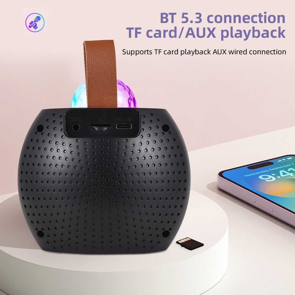 Compact Karaoke Machine Z1: Wireless Speaker Set with Dual Mics and Disco LED Lights