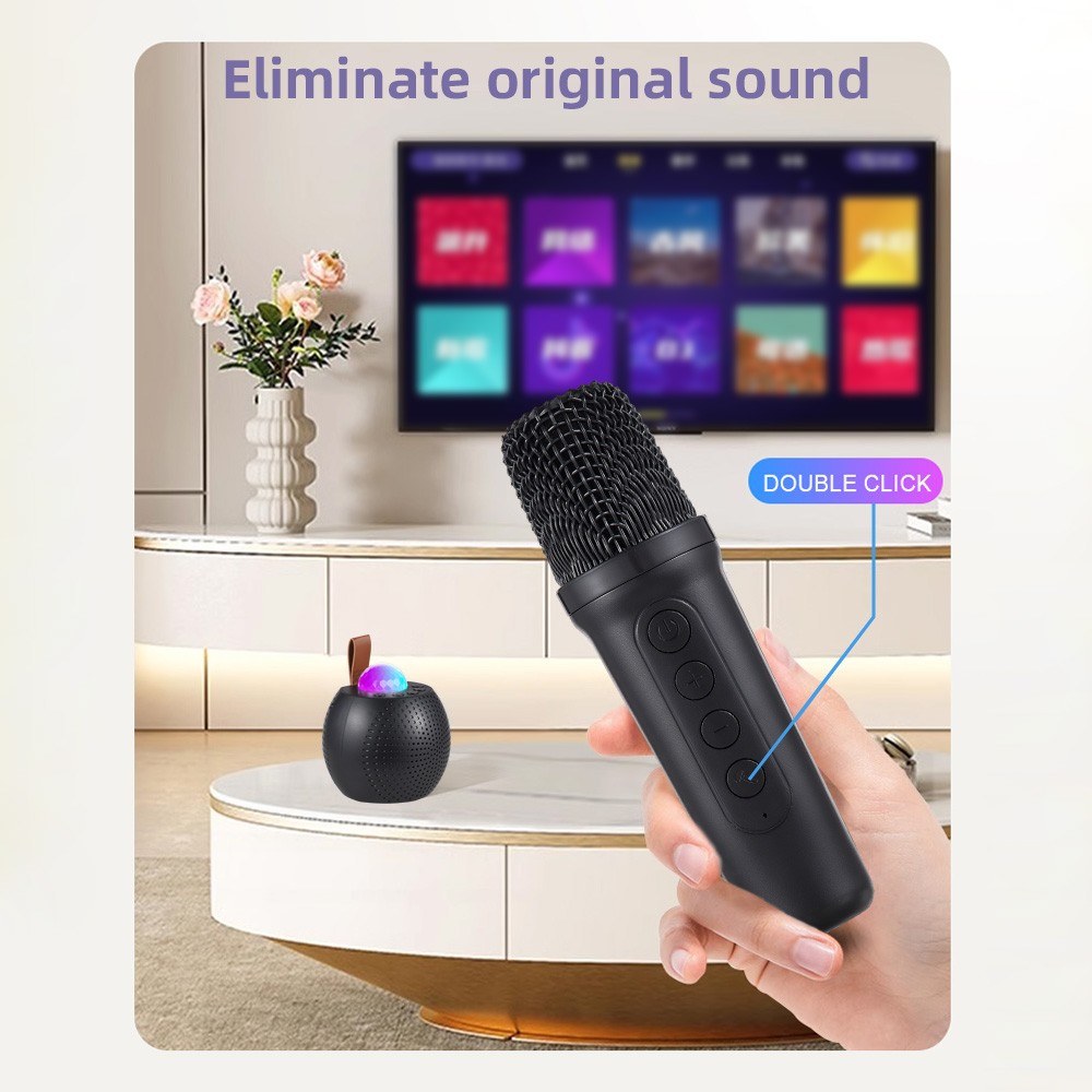 Compact Karaoke Machine Z1: Wireless Speaker Set with Dual Mics and Disco LED Lights