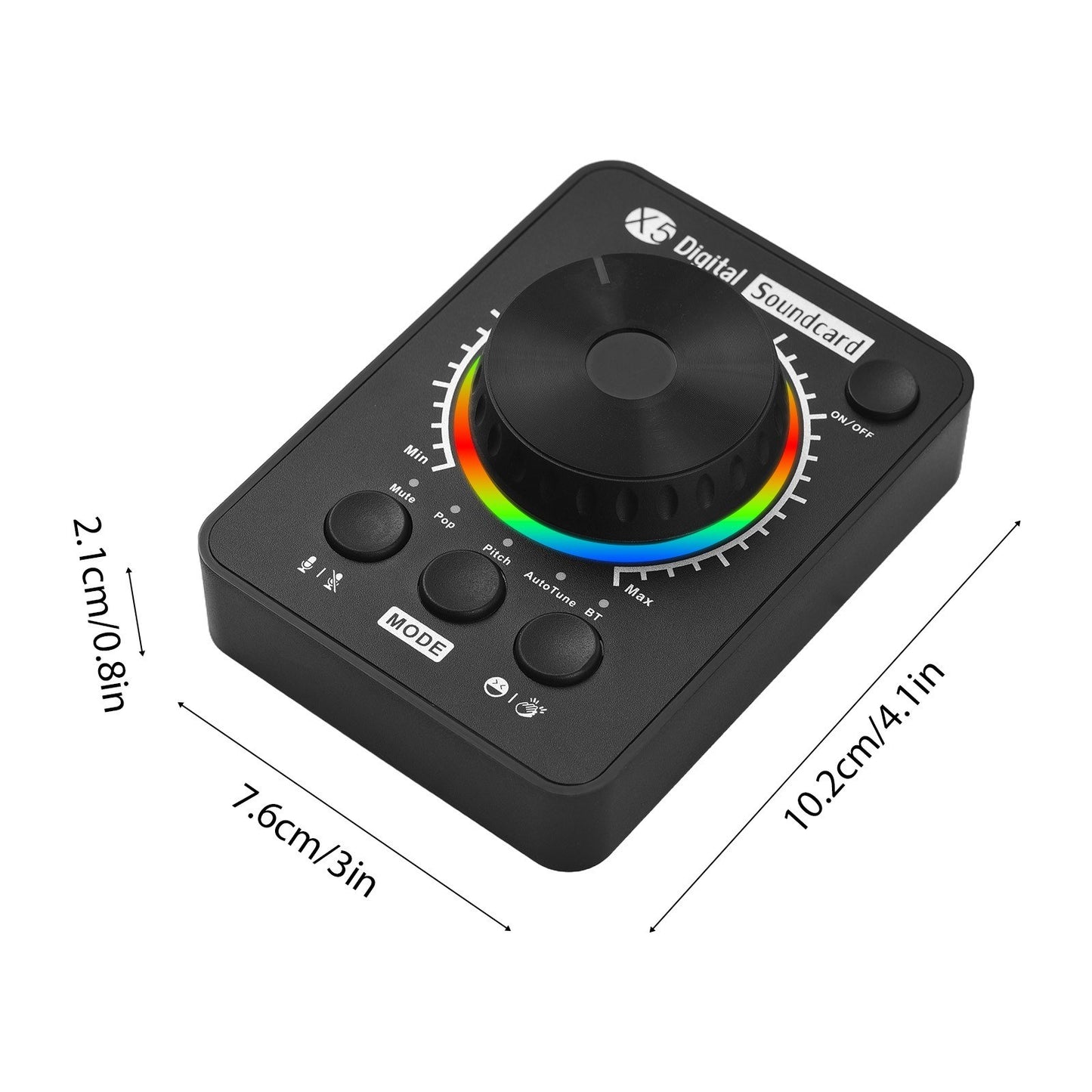 X5 Professional External Sound Card for Live Streaming with Bluetooth Music Input and USB Volume Control for PC, Phones, and Laptops