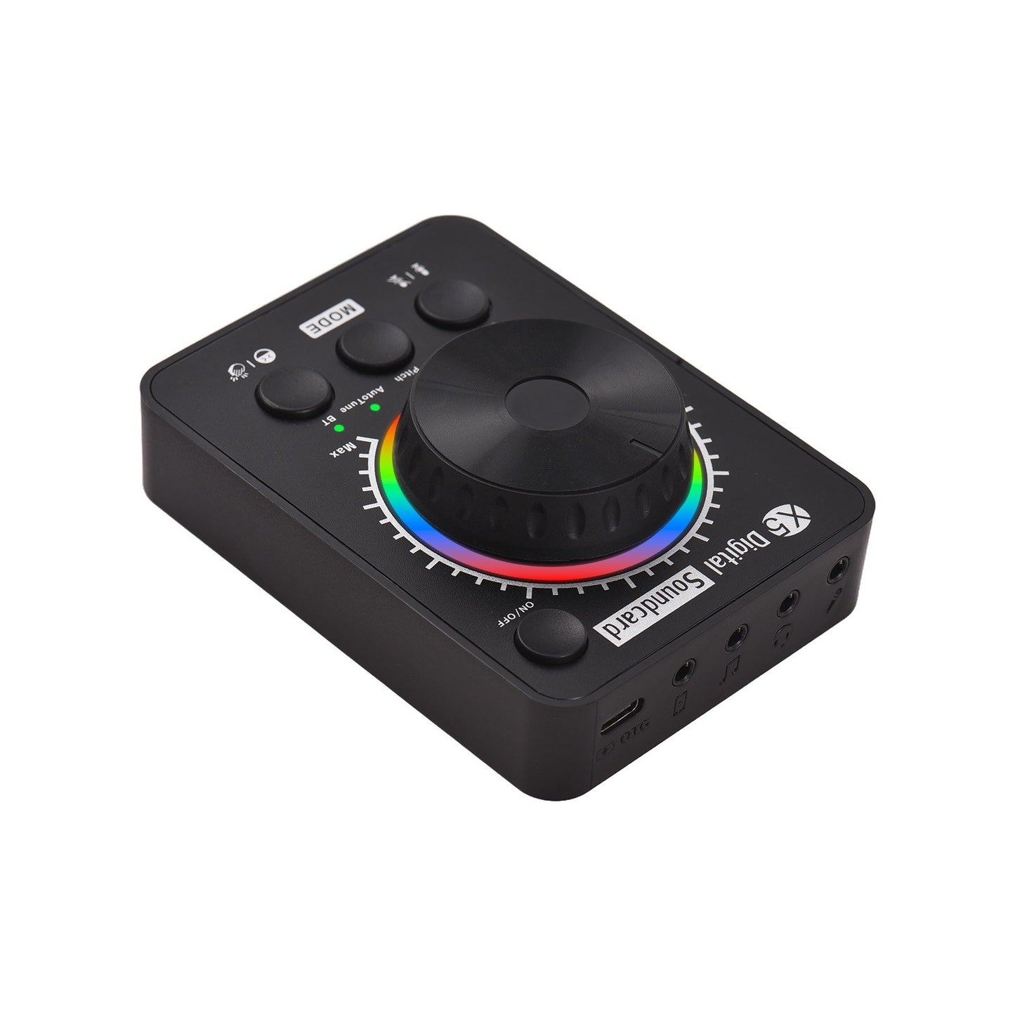 X5 Professional External Sound Card for Live Streaming with Bluetooth Music Input and USB Volume Control for PC, Phones, and Laptops
