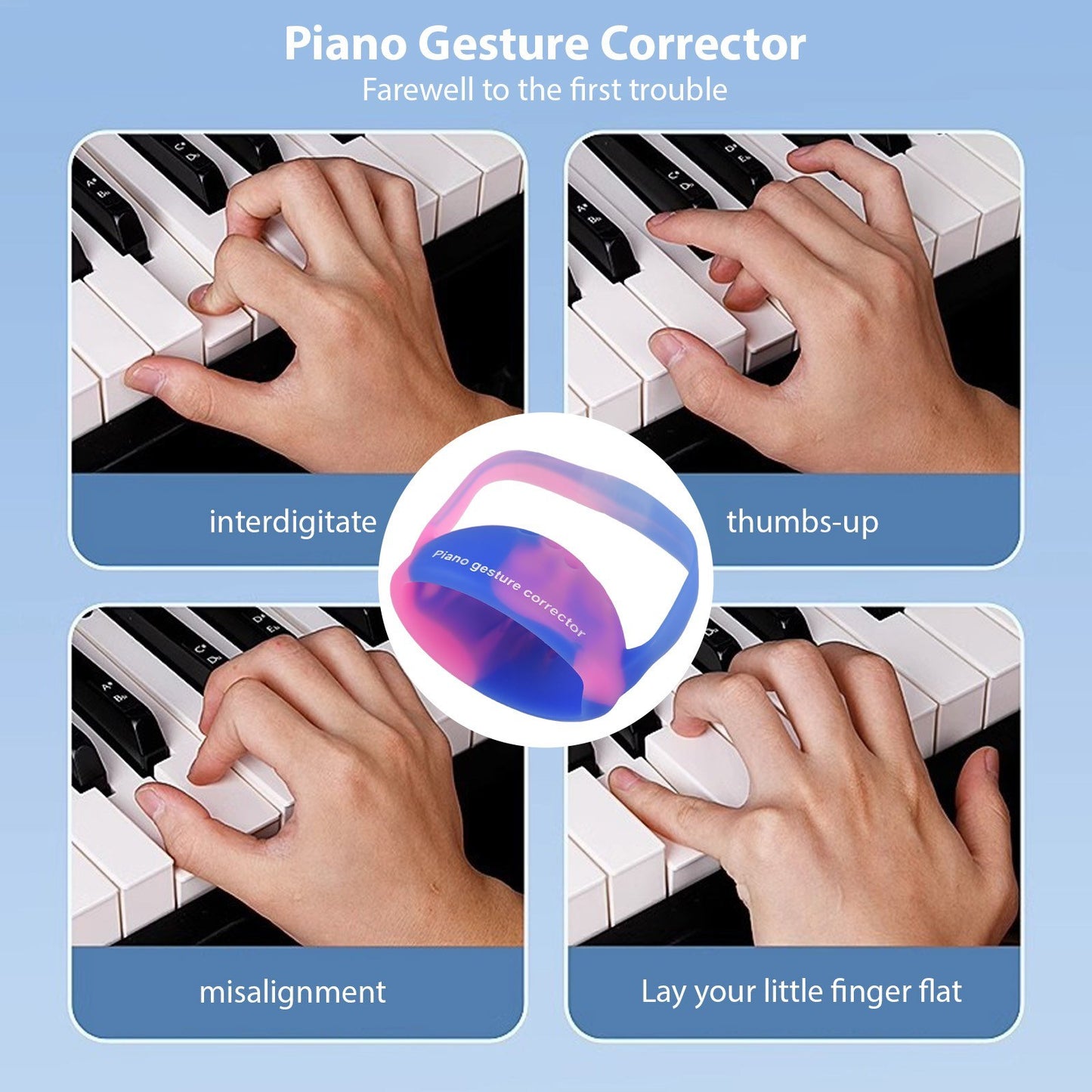 Ergonomic Tremolo Piano Hand Corrector – Wearable Practice Aid (1 Pair)