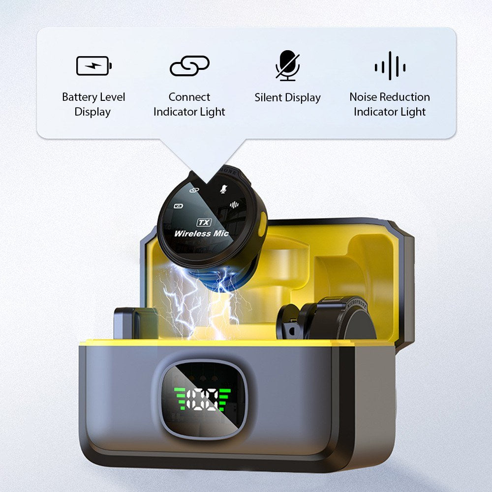 Dual Clip J6 Wireless Lapel Microphone with 2.4G Technology and Advanced Noise Reduction