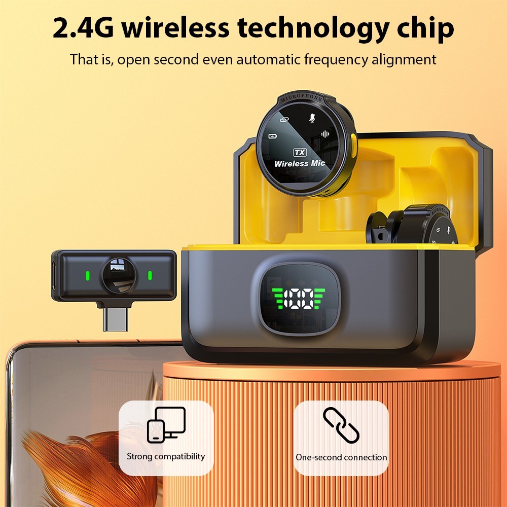 Dual Clip J6 Wireless Lapel Microphone with 2.4G Technology and Advanced Noise Reduction