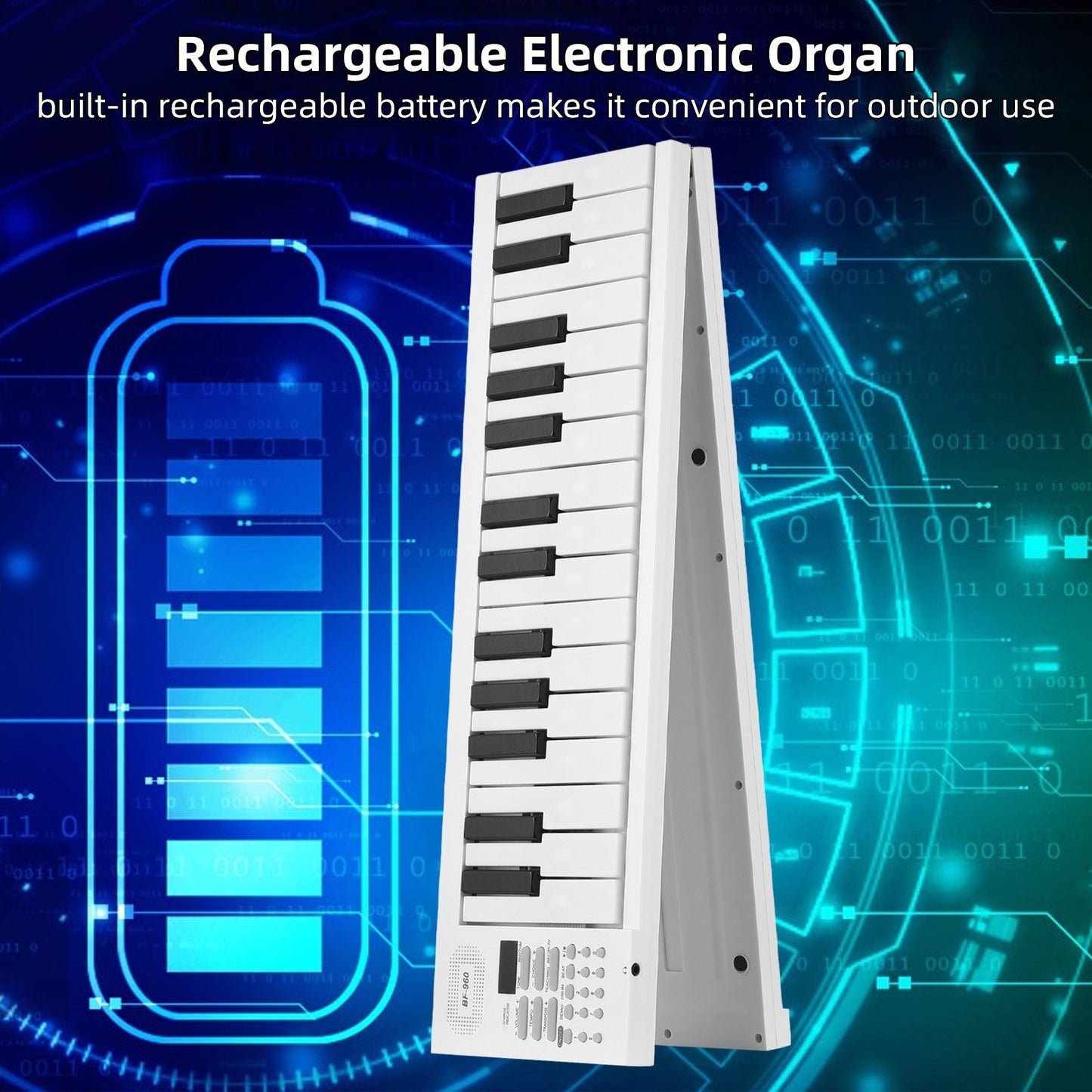 Bigfun BF-960 Foldable Electronic Piano - LED Display, Rechargeable, Includes Carrying Bag