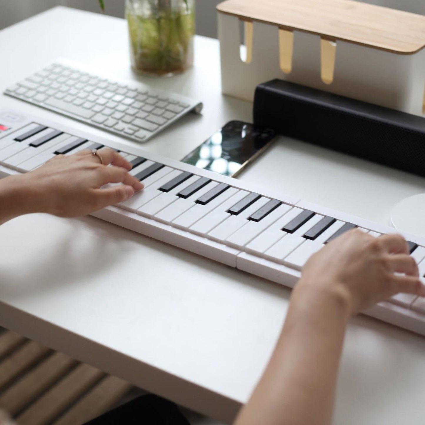 Bigfun BF-960 Foldable Electronic Piano - LED Display, Rechargeable, Includes Carrying Bag