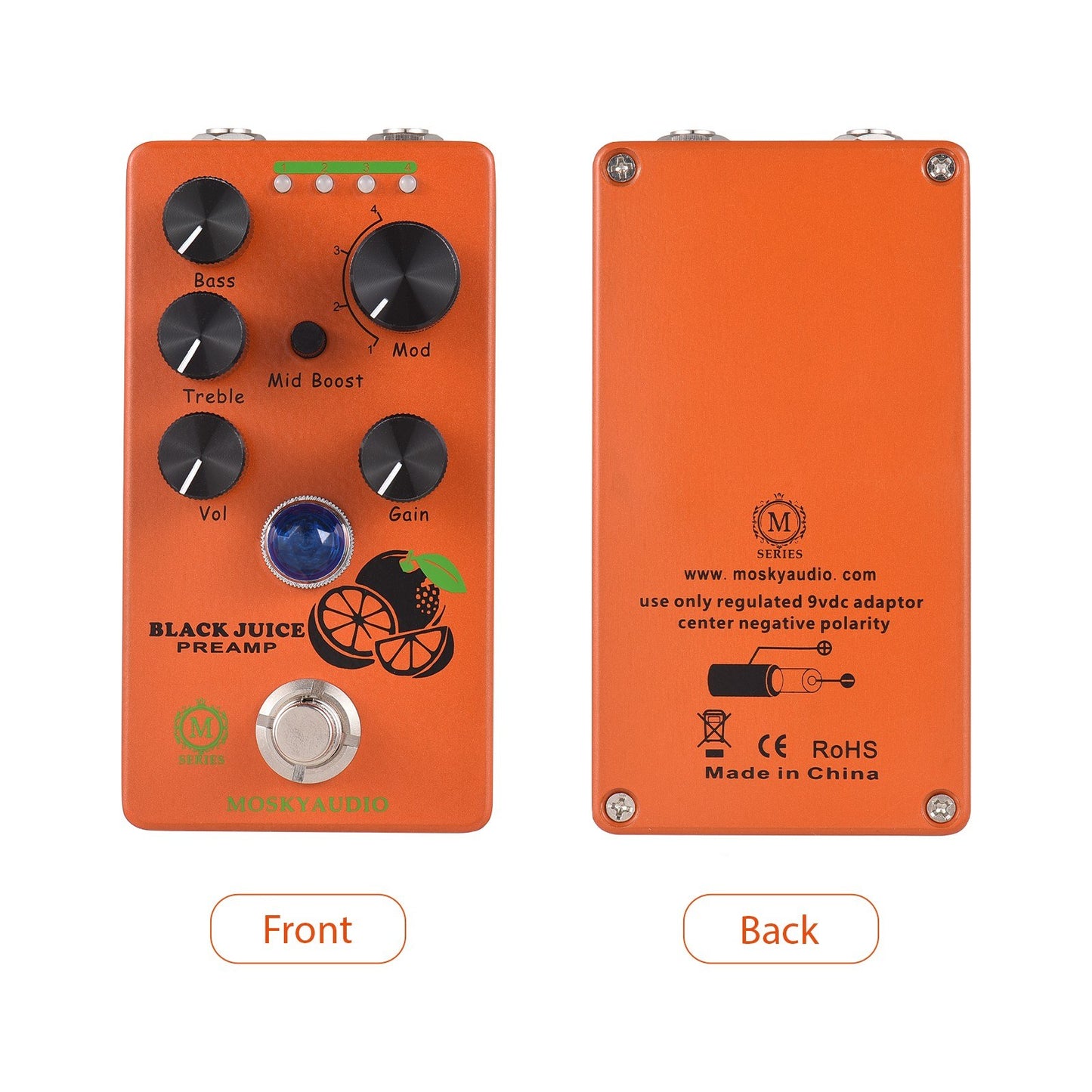 Black Juice Overdrive Pedal by MOSKYAUDIO: 4 Modes, 3-Band EQ Guitar Preamp