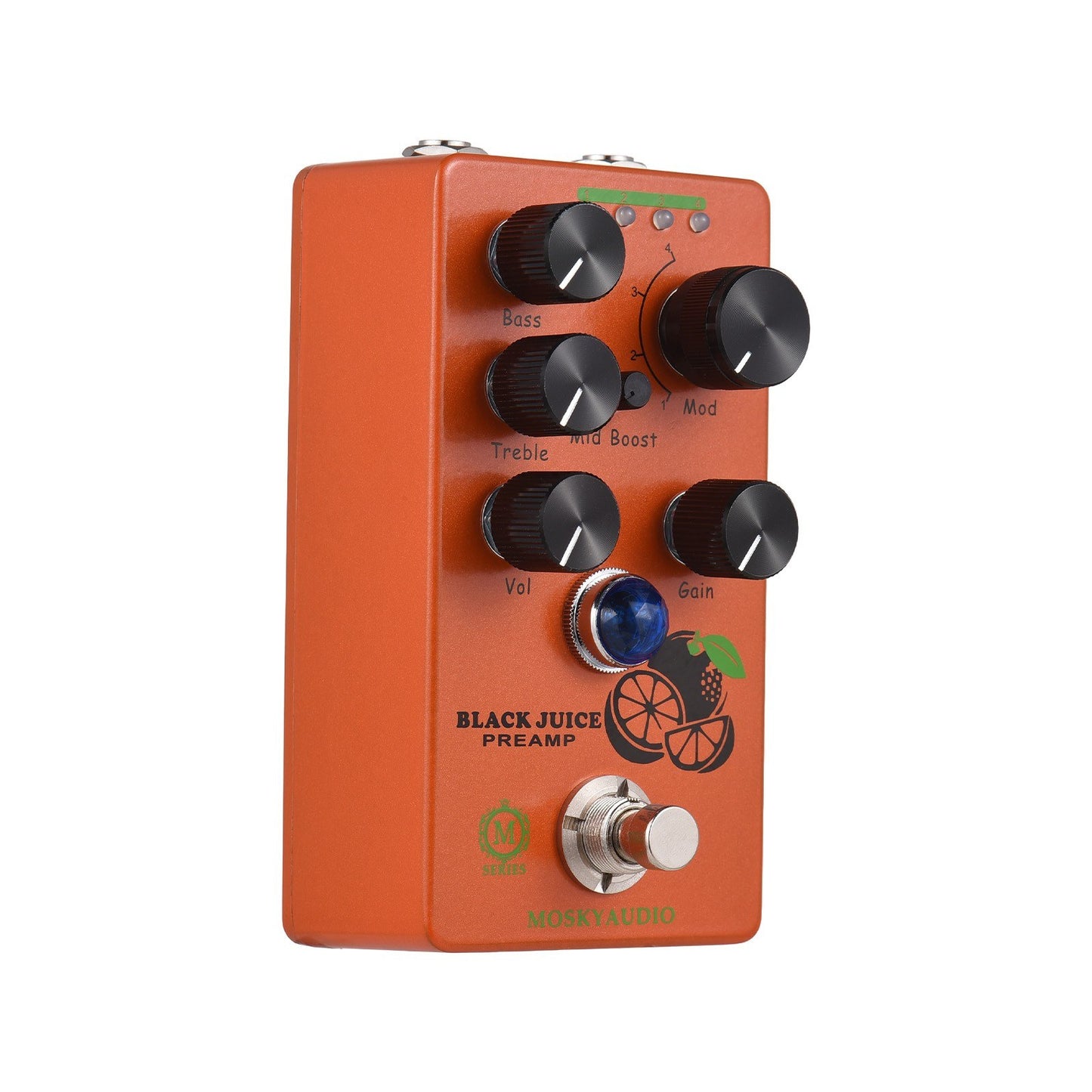 Black Juice Overdrive Pedal by MOSKYAUDIO: 4 Modes, 3-Band EQ Guitar Preamp