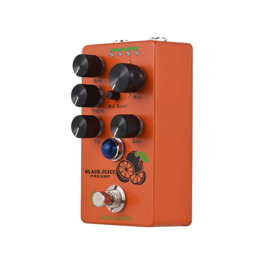 Black Juice Overdrive Pedal by MOSKYAUDIO: 4 Modes, 3-Band EQ Guitar Preamp