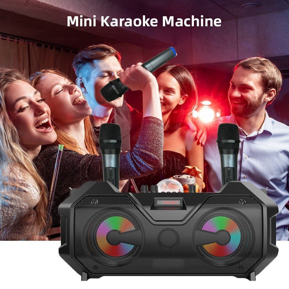 ZQS 4240 Mini Karaoke Machine: LED Stage Light Speaker & Wireless Microphone Set