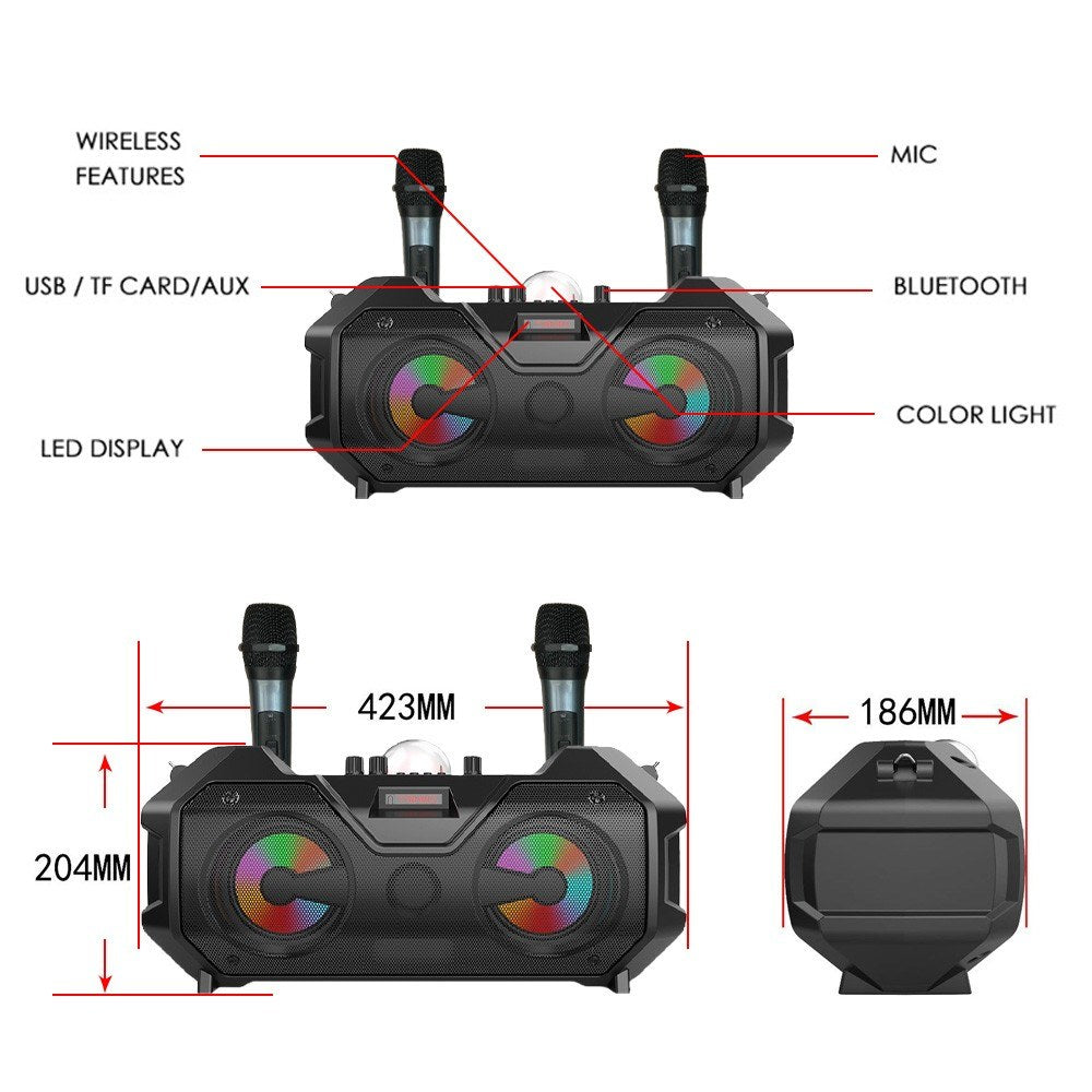 ZQS 4240 Mini Karaoke Machine: LED Stage Light Speaker & Wireless Microphone Set