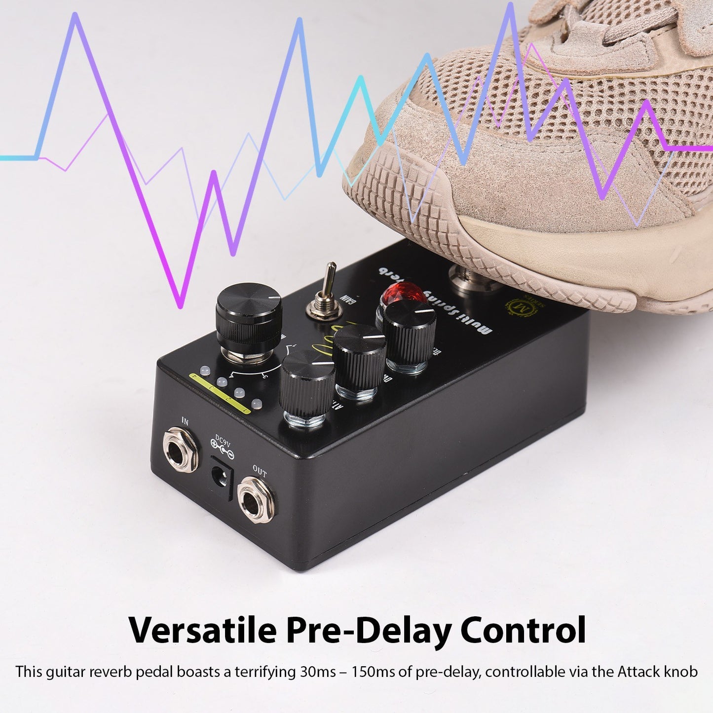 MOSKYAUDIO MULTI SPRING Reverb Pedal: True Bypass, Infinite Loop Oscillation & 4 Reverb Modes