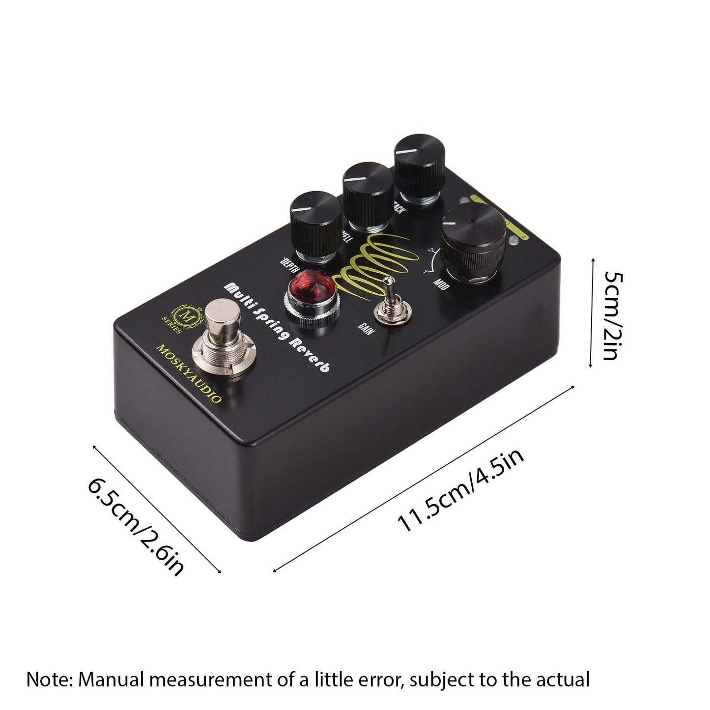 MOSKYAUDIO MULTI SPRING Reverb Pedal: True Bypass, Infinite Loop Oscillation & 4 Reverb Modes