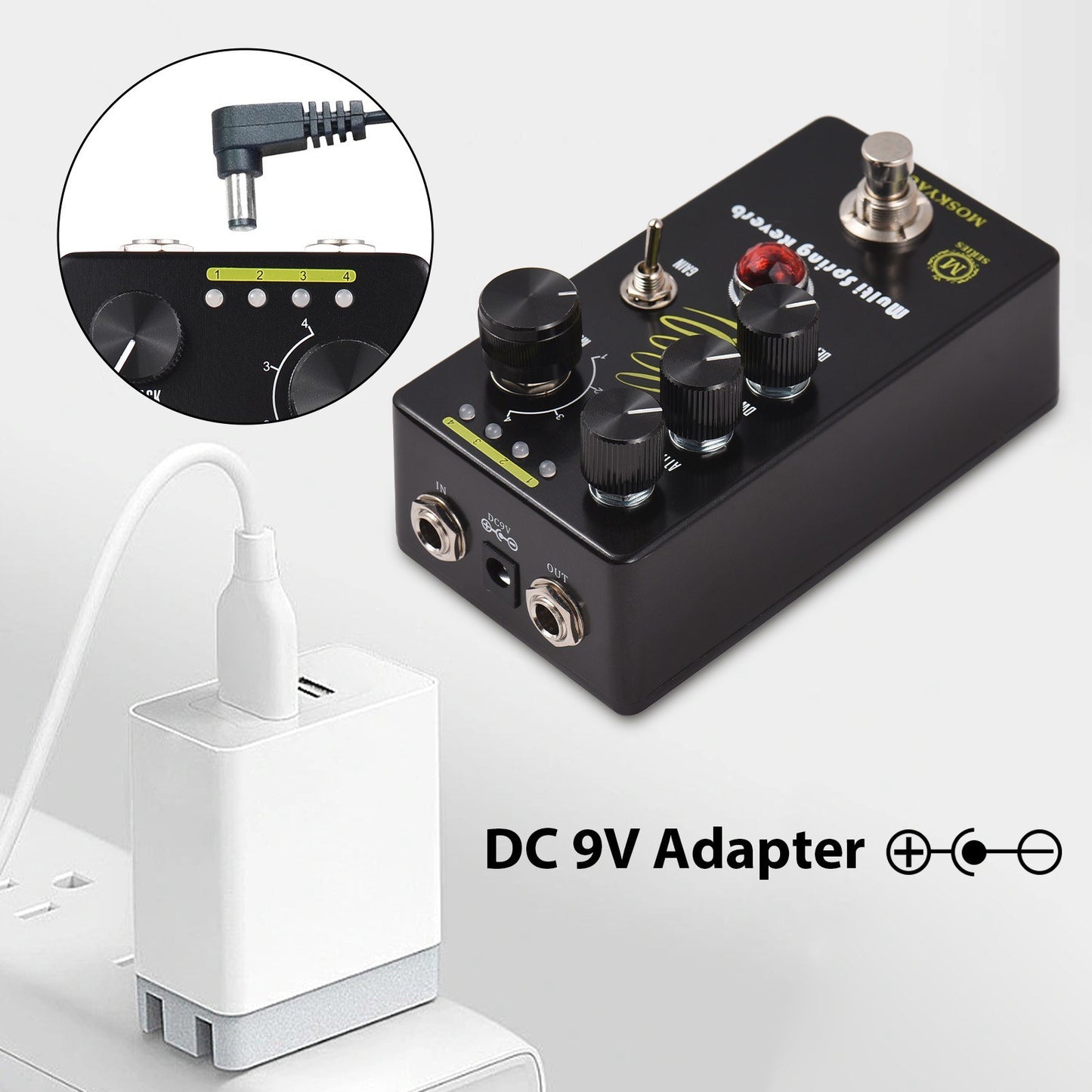MOSKYAUDIO MULTI SPRING Reverb Pedal: True Bypass, Infinite Loop Oscillation & 4 Reverb Modes