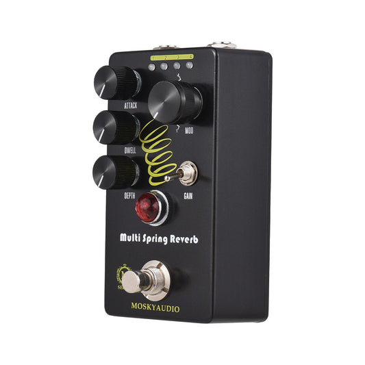 MOSKYAUDIO MULTI SPRING Reverb Pedal: True Bypass, Infinite Loop Oscillation & 4 Reverb Modes