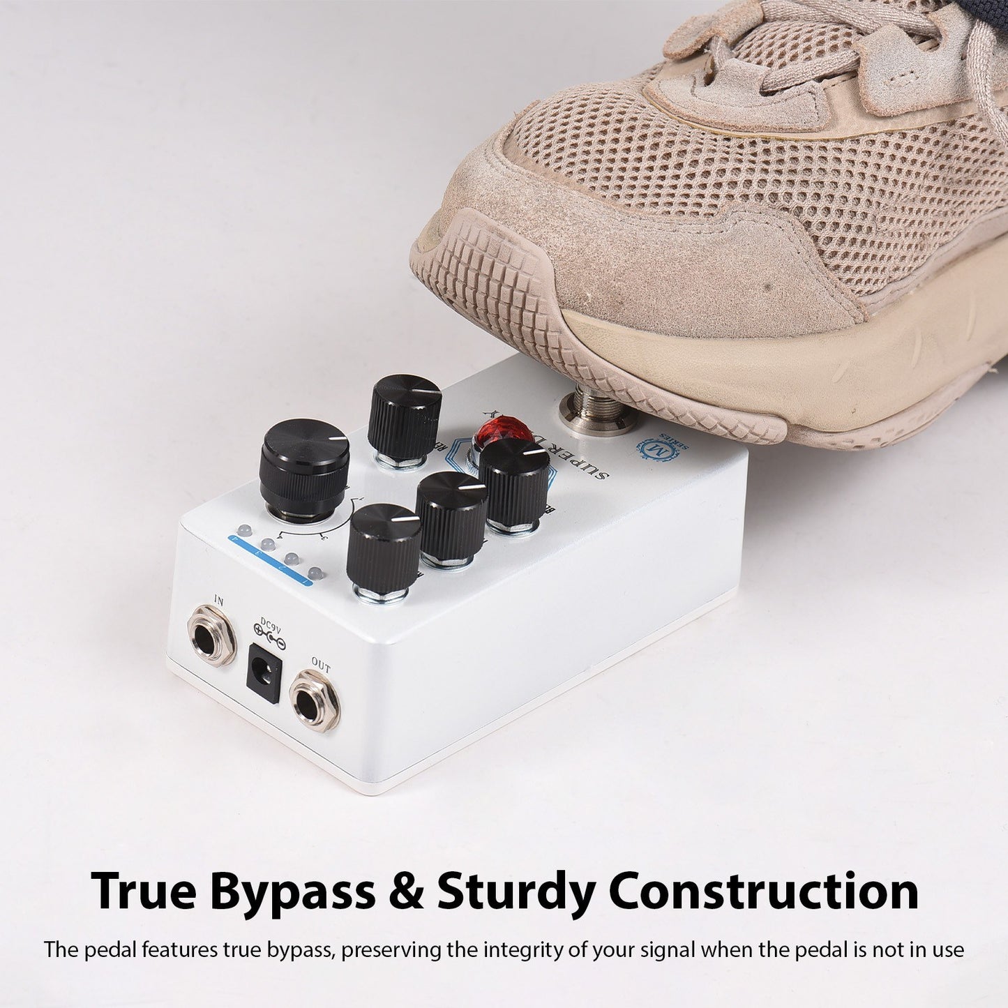MOSKYAUDIO Super Delay Guitar Pedal - True Bypass, 4-Mode Modulation Effects