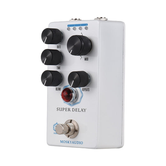 MOSKYAUDIO Super Delay Guitar Pedal - True Bypass, 4-Mode Modulation Effects