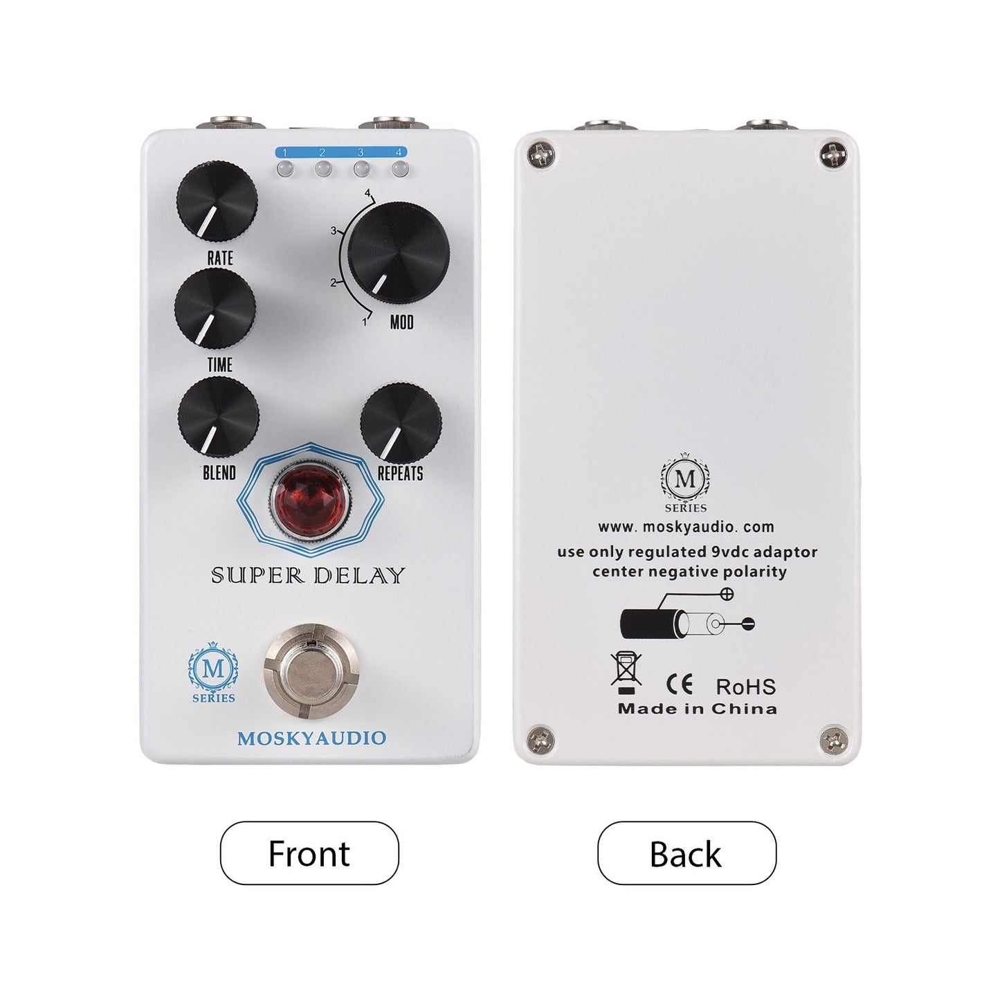 MOSKYAUDIO Super Delay Guitar Pedal - True Bypass, 4-Mode Modulation Effects