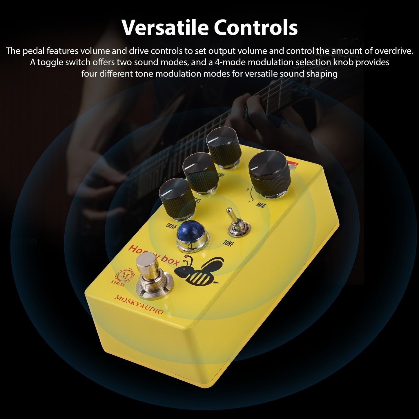MOSKYAUDIO HONEY BOX DRIVE Overdrive Pedal - Dynamic Sound, Versatile Control, Compact & Durable