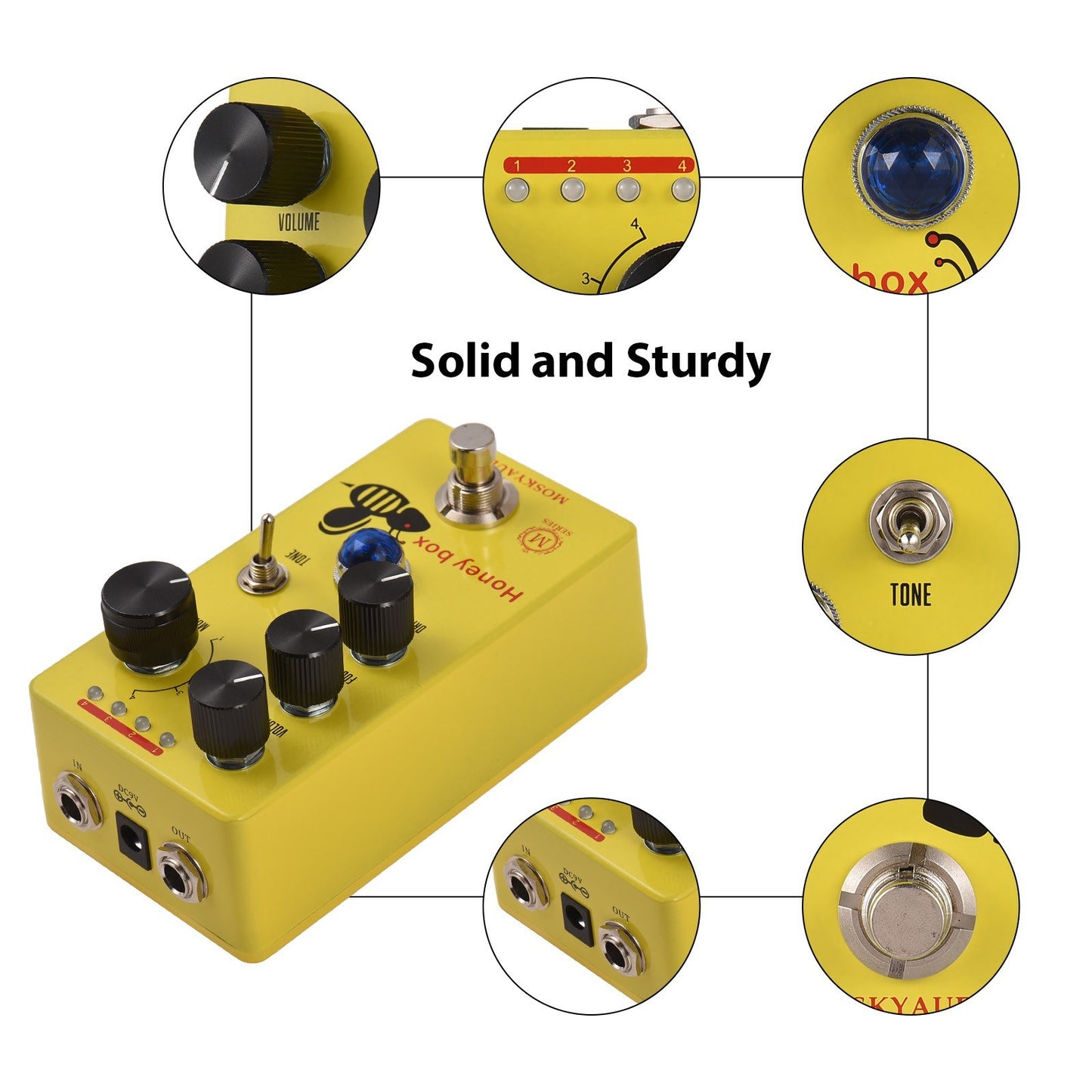 MOSKYAUDIO HONEY BOX DRIVE Overdrive Pedal - Dynamic Sound, Versatile Control, Compact & Durable