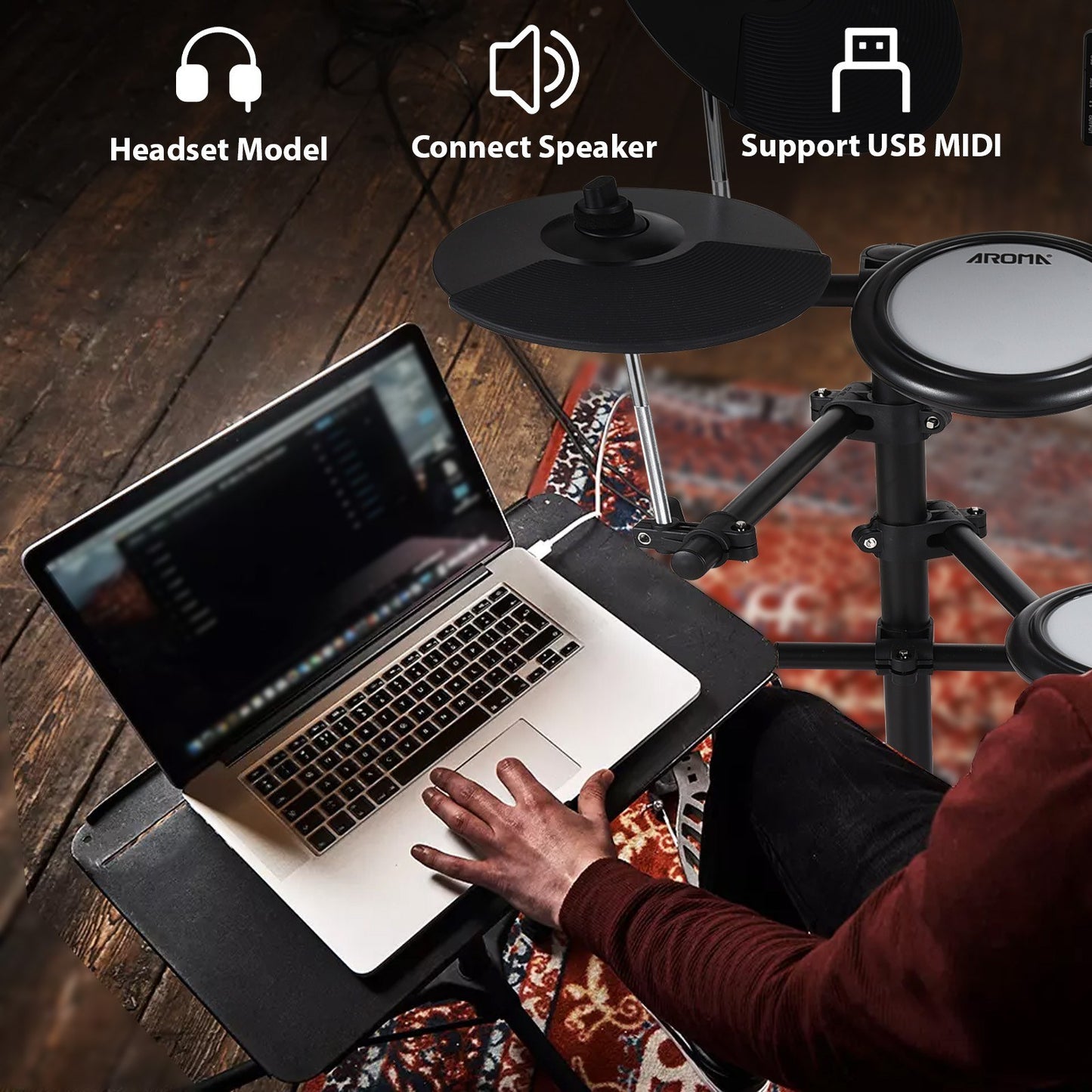 AROMA TDX-16 Beginner-Friendly Electronic Drum Kit