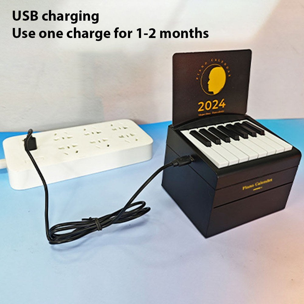 2024 Mini Piano Desk Calendar: Creative Music Box with Playable Music Cards