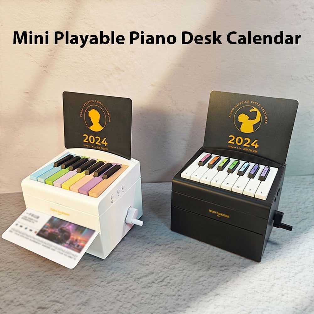 2024 Mini Piano Desk Calendar: Creative Music Box with Playable Music Cards