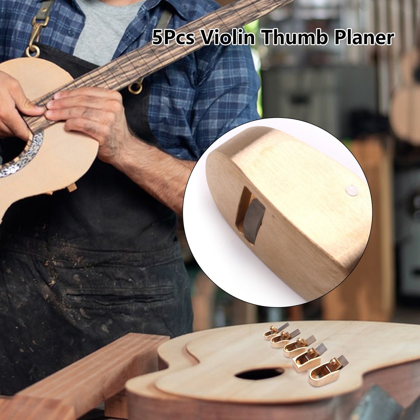 Mini Wood Planer Set - Brass Luthier Tools for DIY String Instruments Crafting (5 Pieces)