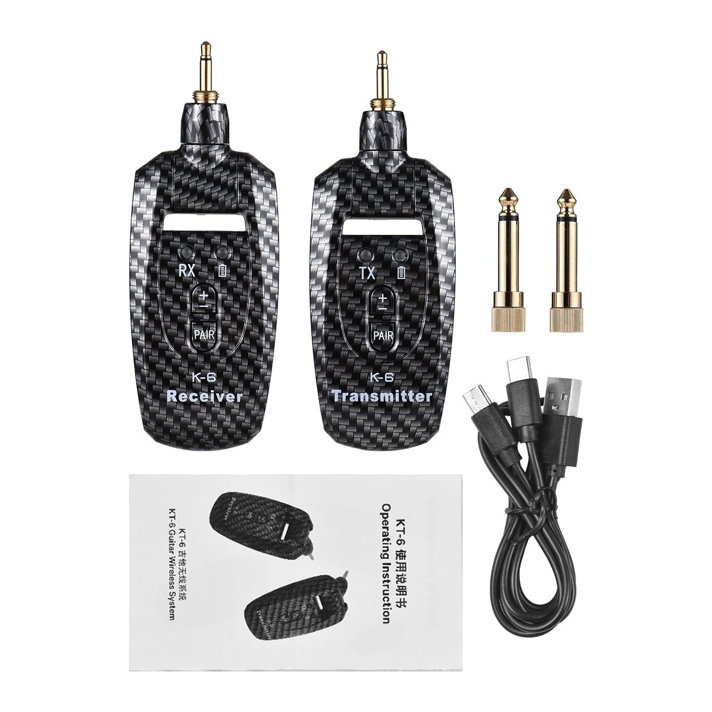 Portable KT-6 2.4G UHF Guitar Transmitter Receiver Set - Rechargeable, Long-Range, Plug & Play