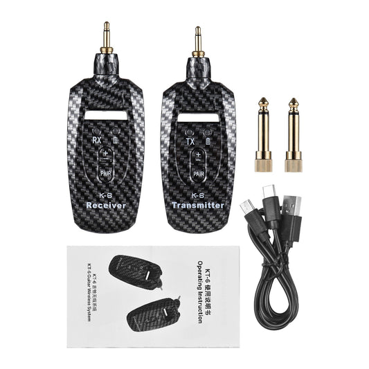 Portable KT-6 2.4G UHF Guitar Transmitter Receiver Set - Rechargeable, Long-Range, Plug & Play
