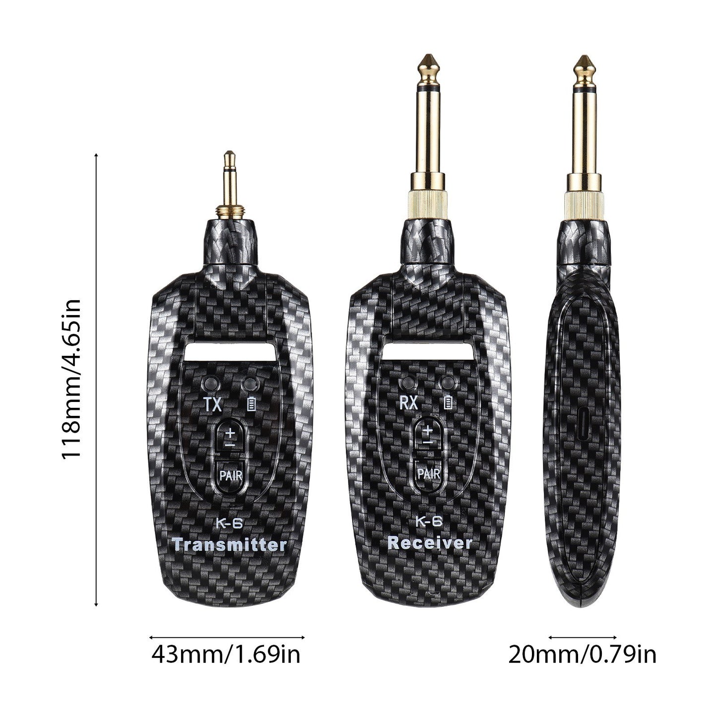 Portable KT-6 2.4G UHF Guitar Transmitter Receiver Set - Rechargeable, Long-Range, Plug & Play