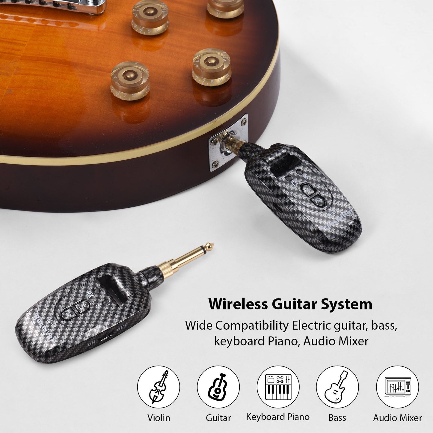 Portable KT-6 2.4G UHF Guitar Transmitter Receiver Set - Rechargeable, Long-Range, Plug & Play