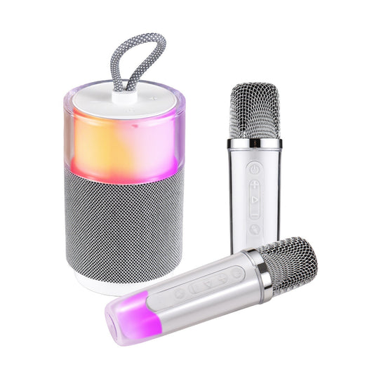 Compact Karaoke System with Dual Wireless Mics & Vibrant Light Show