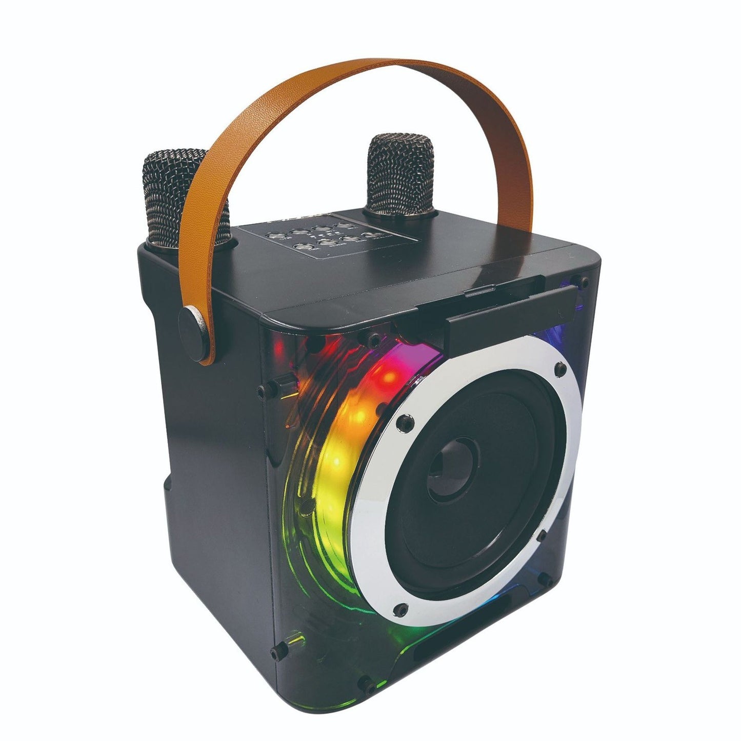 Portable Karaoke Machine with 2 Wireless Mics & RGB Light Effects