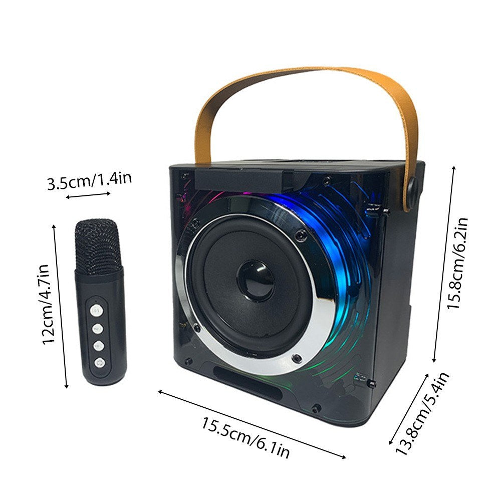 Portable Karaoke Machine with 2 Wireless Mics & RGB Light Effects
