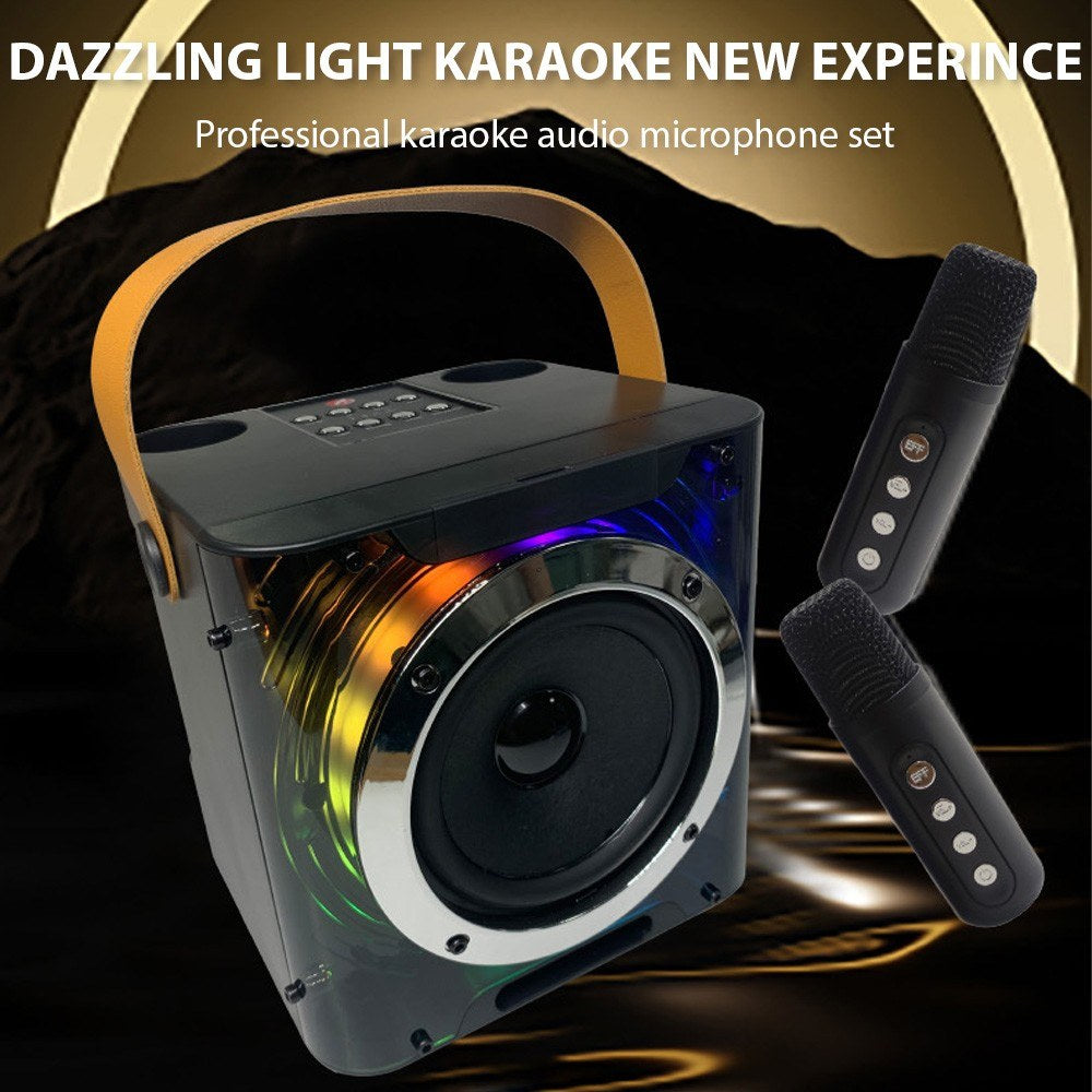 Portable Karaoke Machine with 2 Wireless Mics & RGB Light Effects