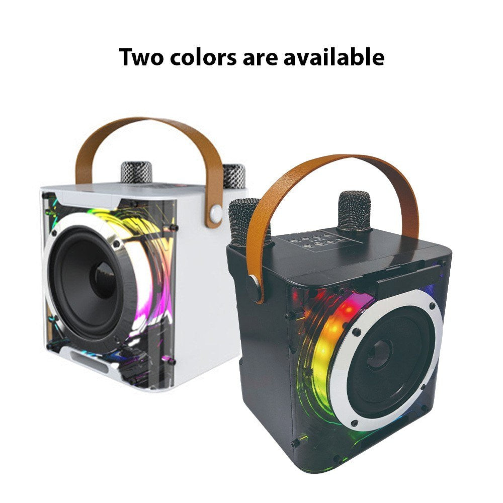 Portable Karaoke Machine with 2 Wireless Mics & RGB Light Effects